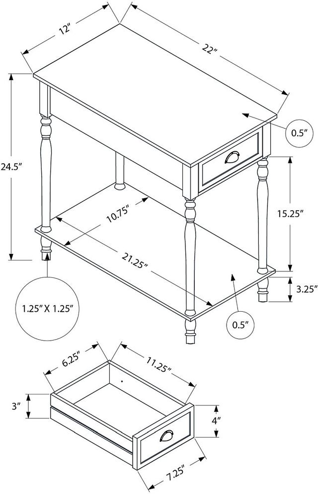 Monarch Specialties Inc. Green Veneer 2-Tier Narrow End Table-1