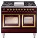 Ilve® Nostalgie II Noblesse 40'' Burgundy Pro Style Dual Fuel Range with Brass Trim-0