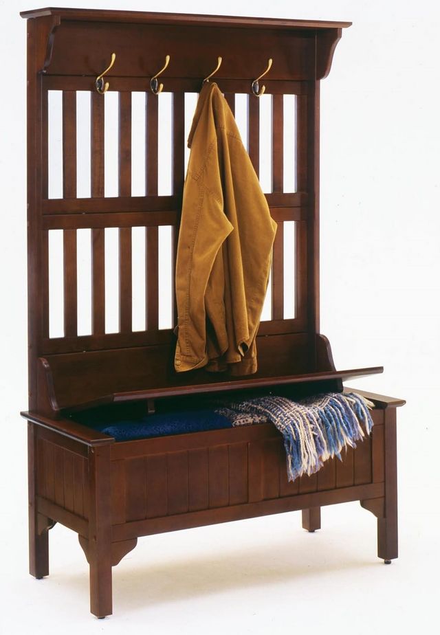 homestyles® General Line Rich Cherry Hall Tree with Bench -0