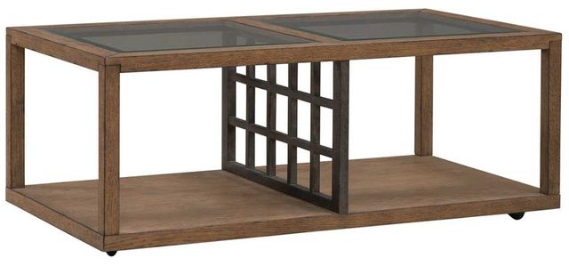Liberty Furniture Bayhill Trellis Glass Top Cocktail Table with Black/Honey Base-0