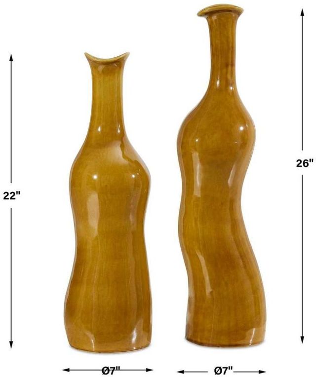 Uttermost® Sienna Flow 2-Piece Brown Bottle Vase Set-3