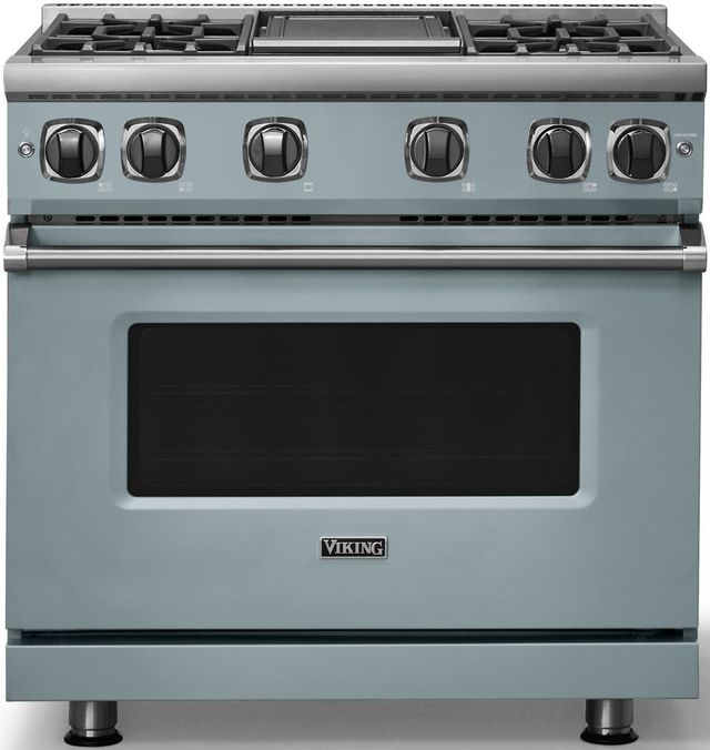 Viking® 7 Series 36" November Sky Pro Style Natural Gas Range with Griddle-0