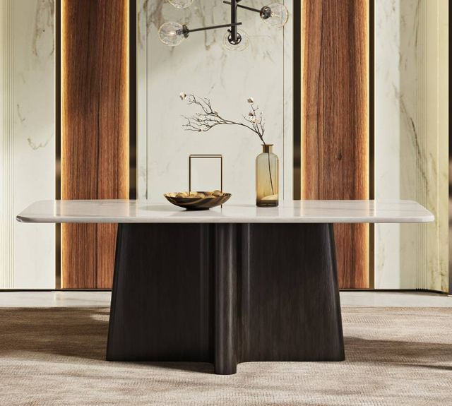 ACME Furniture Jacory Bottocino Marble Top Dining Table with Espresso Base-1