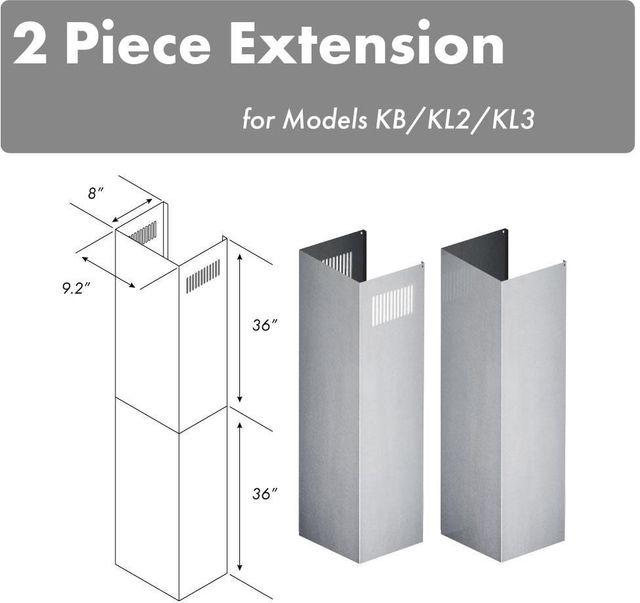 ZLINE 36" Stainless Steel Chimney Extension-2