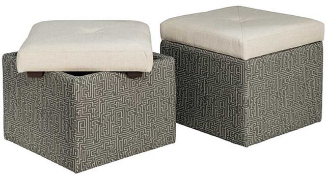 Marshfield Furniture Kate Beige/Gray Storage Ottoman-1