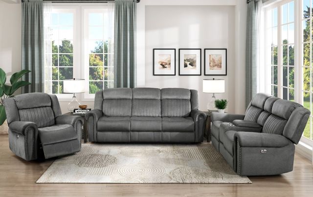 Homelegance® Brennen Charcoal Power Reclining Chair-1