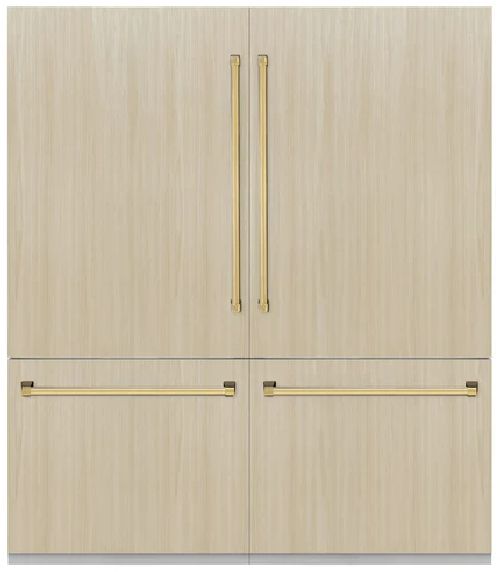 ZLINE Autograph Edition 72" 39.6 Cu. Ft. Panel Ready Built-In French Door Refrigerator with Graphite Gray Interior and Polished Gold Accents-0