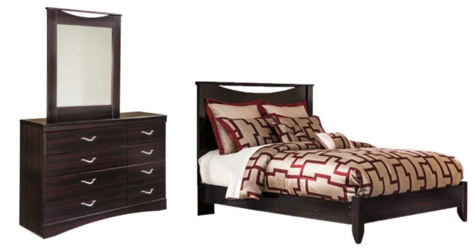 Signature Design by Ashley Zanbury 3 Piece Merlot Queen Panel Bed Set Logan UT