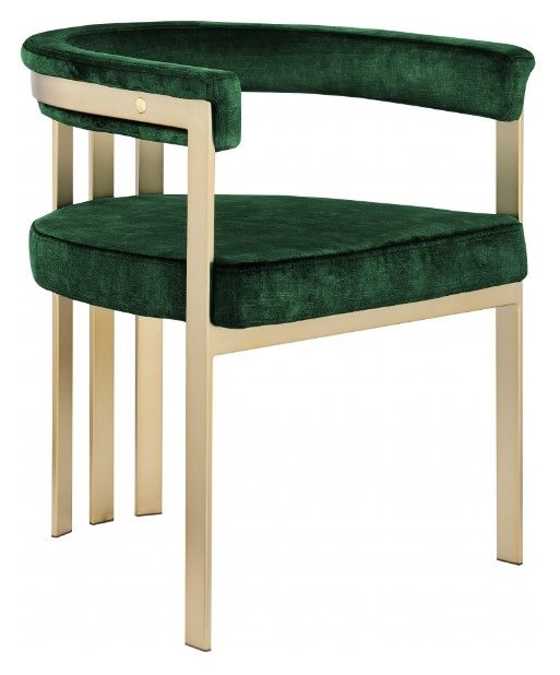 Meridian Furniture Marcello Green/Brushed Brass Velvet Dining Chair-0