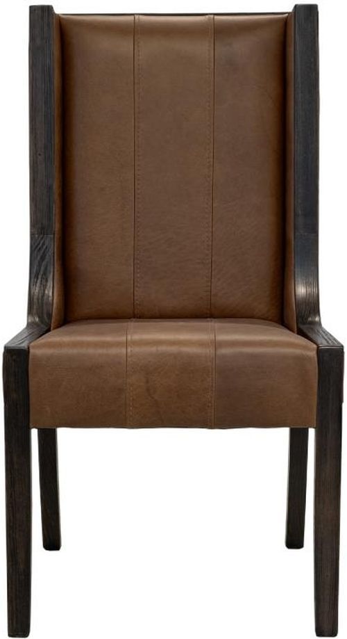 International Furniture Direct Walnut Black/Brown Leather Dining Side Chair-3