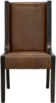 International Furniture Direct Walnut Black/Brown Leather Dining Side Chair-3