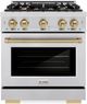 ZLINE Select Autograph Edition 30" Stainless Steel Convection Pro Style Gas Range with Champagne Bronze Accents-0