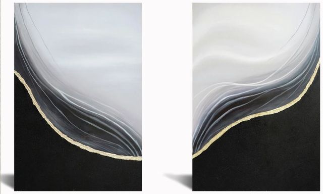 Classy Art 2-Piece 47" Hand Painted Textured Canvas with Foil Wall Art Set-1
