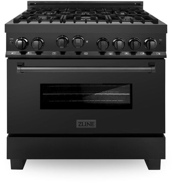 ZLINE 36" Black Stainless Steel Freestanding Gas Range -0
