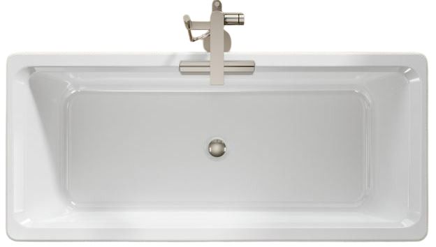 KOHLER® Volute® Black Rectangular 63" x 28.38" Freestanding Bath with White Base-2