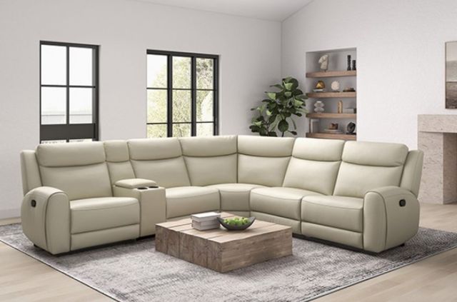 Furniture of America® Jacobus 5-Piece Beige Curved Manual Reclining Sectional-1