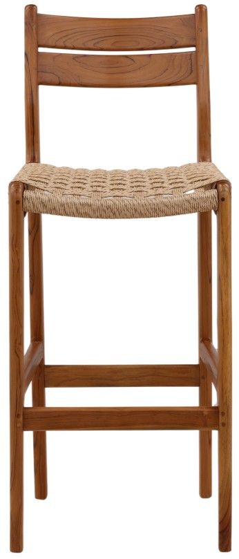 Dovetail Furniture Connelly Natural Synthetic Rattan/Teak Wood Outdoor Barstool-1