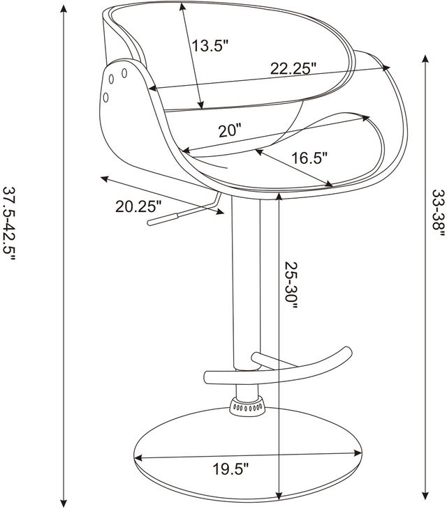 Coaster® Dana Ecru/Chrome Adjustable Bar Stool-11