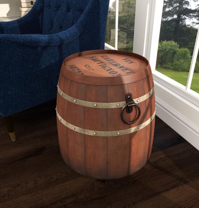 Deco Marche Brown Wine Barrel Accent Table-3