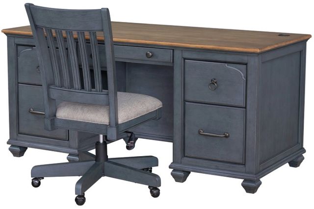Legends Home Americana Corduroy Blue Office Chair-1