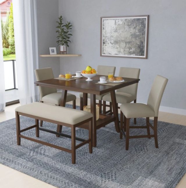 Emerald Home Seneca 2-Piece Beige/Brown Upholstered Counter Stool Set-1