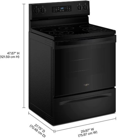 Whirlpool® 30" Black Freestanding Electric Range with Air Cooking Technology and Steam Clean-2