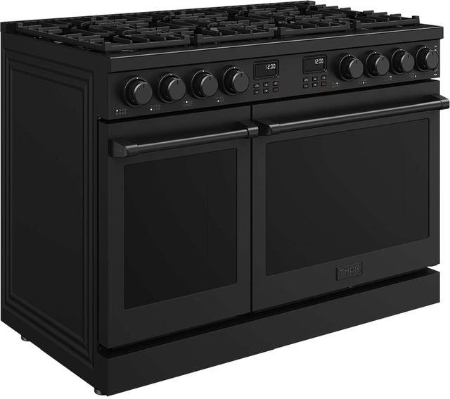 Thor Kitchen A Series 48" Black Matte Pro Style Gas Range with Black Hardware-3