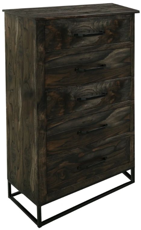 International Furniture Direct Teak Stained Dark Chest-0