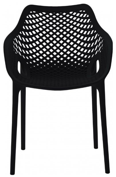 Meridian Furniture Mykonos 4-Piece Black Polypropylene Plastic Outdoor Patio Dining Arm Chair Set-2