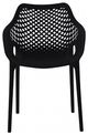 Meridian Furniture Mykonos 4-Piece Black Polypropylene Plastic Outdoor Patio Dining Arm Chair Set-2