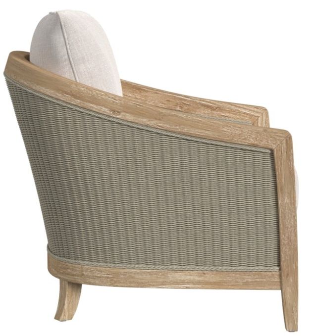 Sunset West Cambria Latte/Natural Teak/Wicker Outdoor Club Chair with Canvas Canvas Cushion-2