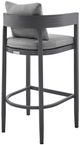 Armen Living Menorca 2-Piece Dark Gray Aluminum/Fabric Outdoor Counter Stool Set-3