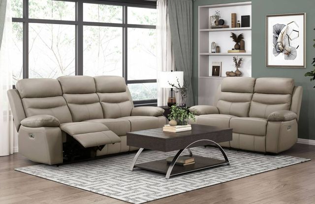 Homelegance® Hancock Latte Power Double Reclining Sofa-1