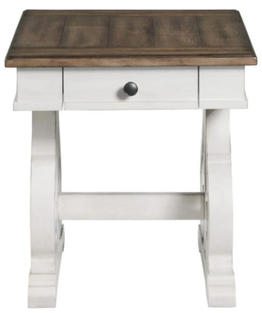 Intercon Drake French Oak 24" End Table with Rustic Gray Base-1
