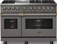 Viking® 5 Series 48" Damascus Gray Pro Style Dual Fuel (LP) Range with Brushed Brass Trim-2