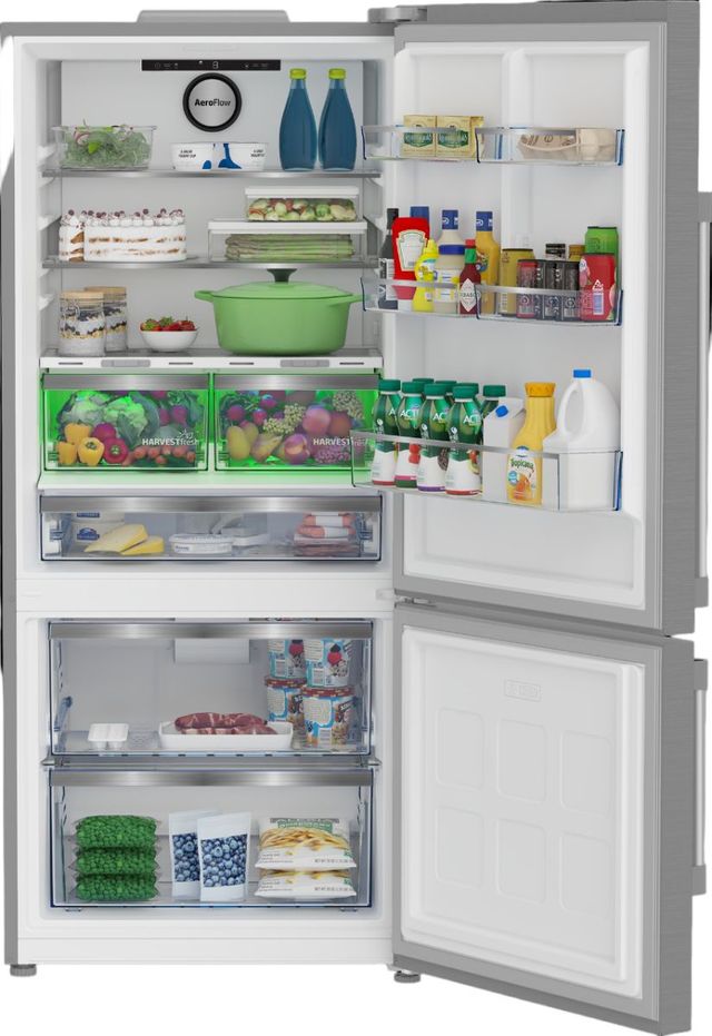 Beko 30 in. 16.1 Cu. Ft. Fingerprint Free Stainless Steel Counter Depth Bottom Freezer Refrigerator-2