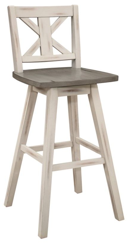 Homelegance® Amsonia Distressed Gray/White Sand Swivel Pub Height Chair with X-Back-0