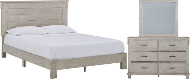 Signature Design by Ashley® Hollentown 3-Piece Whitewash Full Panel Bed Set-0