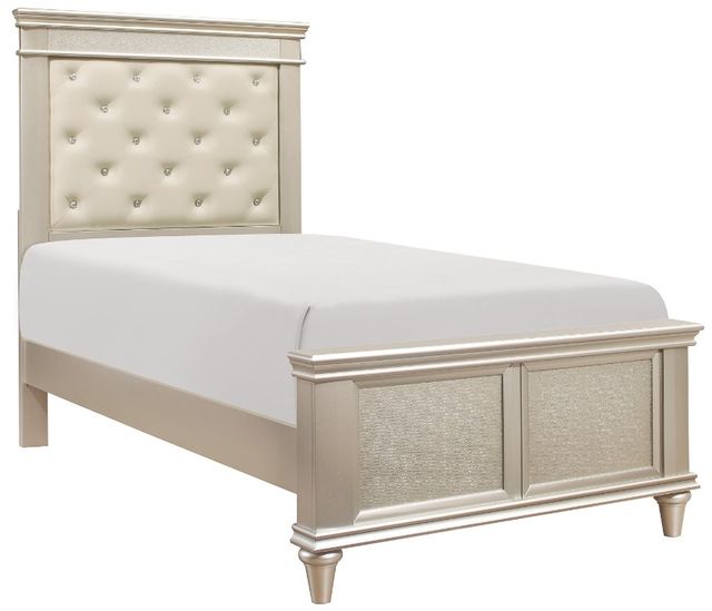 Homelegance® Celandine Off-White/Silver Twin Upholstered Bed-0