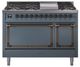 Ilve® Nostalgie II Noblesse 48'' Blue Gray Pro Style Dual Fuel Range with Burnished Trim-0