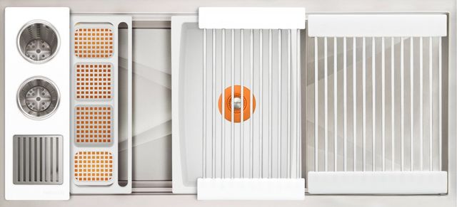 The Galley® Designer White Resin / Resin+ Ideal WashStation™ 30S + 12" DryDock® Drain Side, Four Tool Wash Kit, One DryDock® Tool-0