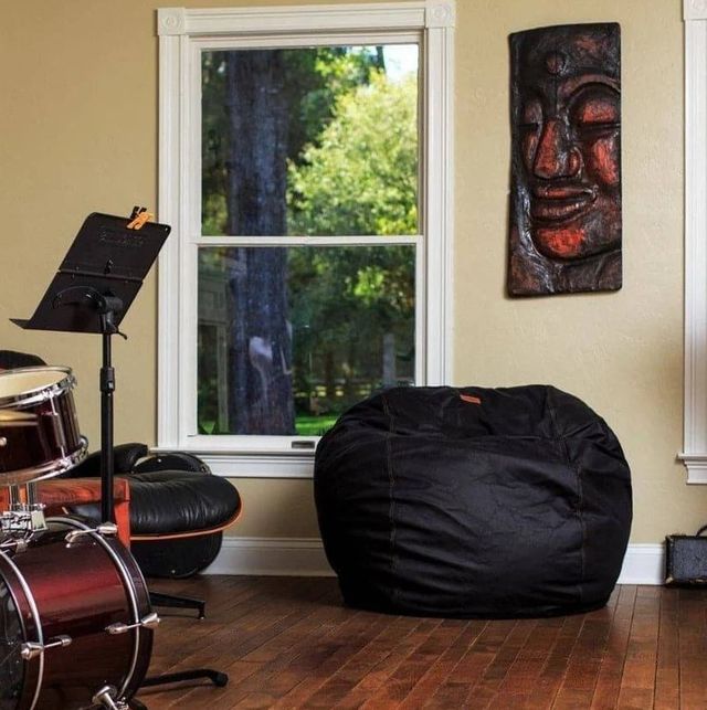 CordaRoy's® Original Black Faux Leather Full Bean Bag Chair-1