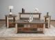 International Furniture Direct Antique Brown Chairside Table with Beige Base-1