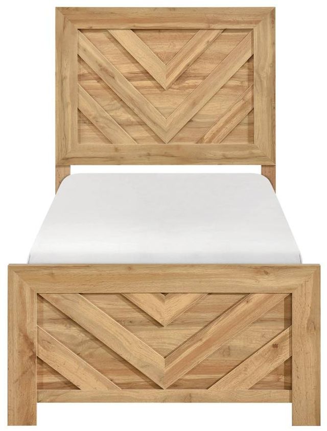 Homelegance® Corbin Natural Twin Panel Bed in a Box with Chevron Pattern Design-2