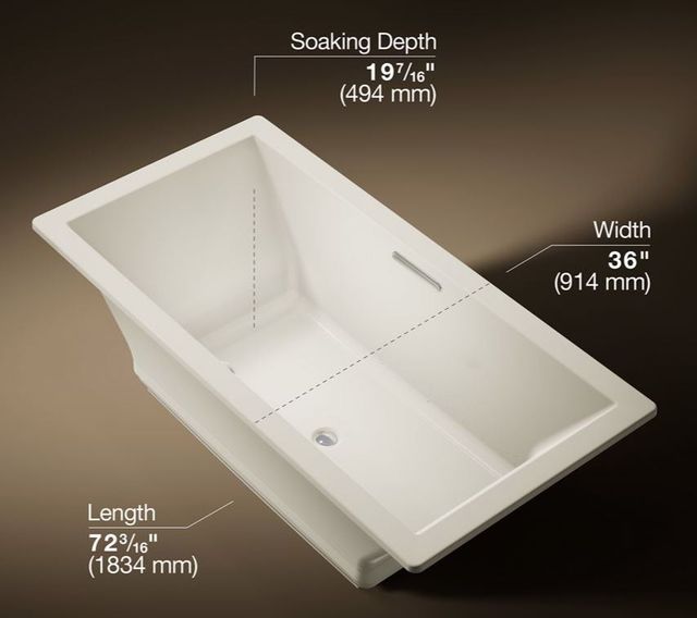 KOHLER® Underscore® Biscuit 72" X 36" Drop-In/ Undermount Heated Bubblemassage™ Air Bath-2