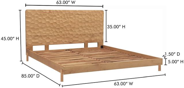 Moe's Home Collection Misaki Natural Queen Panel Bed-2