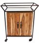 Sagebrook Home 2-Door 33" Metal and Brown Wood with Mirror Bar Cart-1