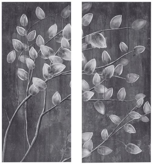 Olliix by Madison Park Grey Branches 2 Piece Reclaimed Grey Print on Wood with Handpaint Set-0