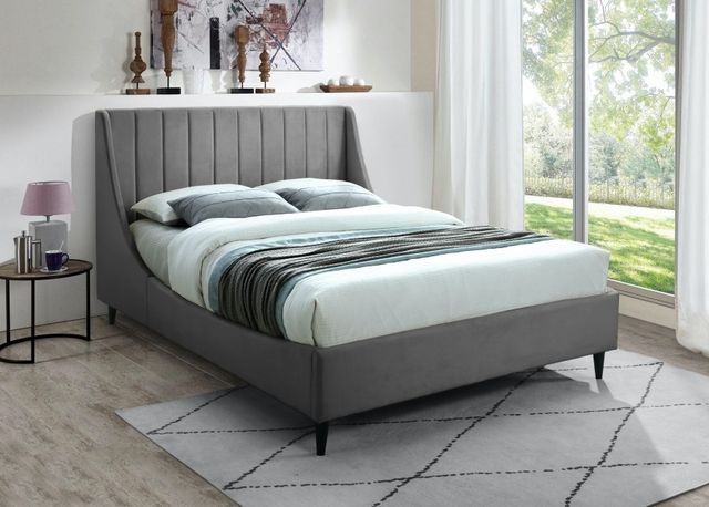 Meridian Furniture Eva Grey Velvet Full Bed-3