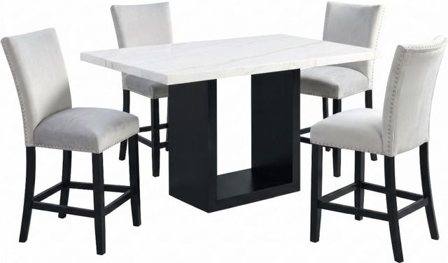 Elements International Valentino 5-Piece Black/Gray/White Counter Dining Set-0